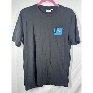 Puma Mens Graphic T-Shirt Medium M Black Short Sleeve Crew Neck Cotton Logo